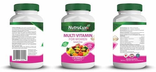 NutruLux NutruLux Women\'s Multivitamin - Halal, Vegan Gelatin-Free, High Vitamin C - Daily Wellness Tablets for Women\'s Health - Immune Support - Energy Boost - 60 Tablets (3)