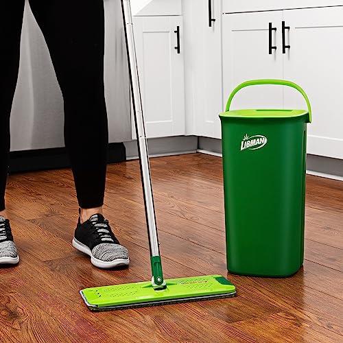 Libman Libman Rinse \'n Wring Mop and Bucket System | Microfiber Floor Mop | Hardwood Floor Cleaner | Wet & Dry Mop | Clean & Dirty Water Chambers | Power Blades | 2 Total Microfiber Pads,Green