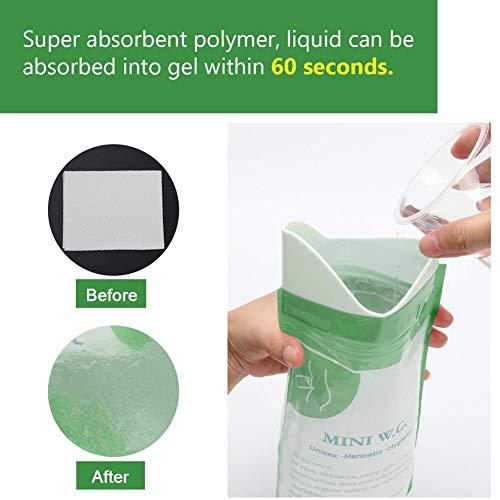 Emoly Emoly 8 Pack Portable Disposable Urine Bags, Pee Bags Emergency Car Toilet for Camping Travel Traffic Jam Inpatients Men Women Children Brief Relief Sickness Vomit, Green