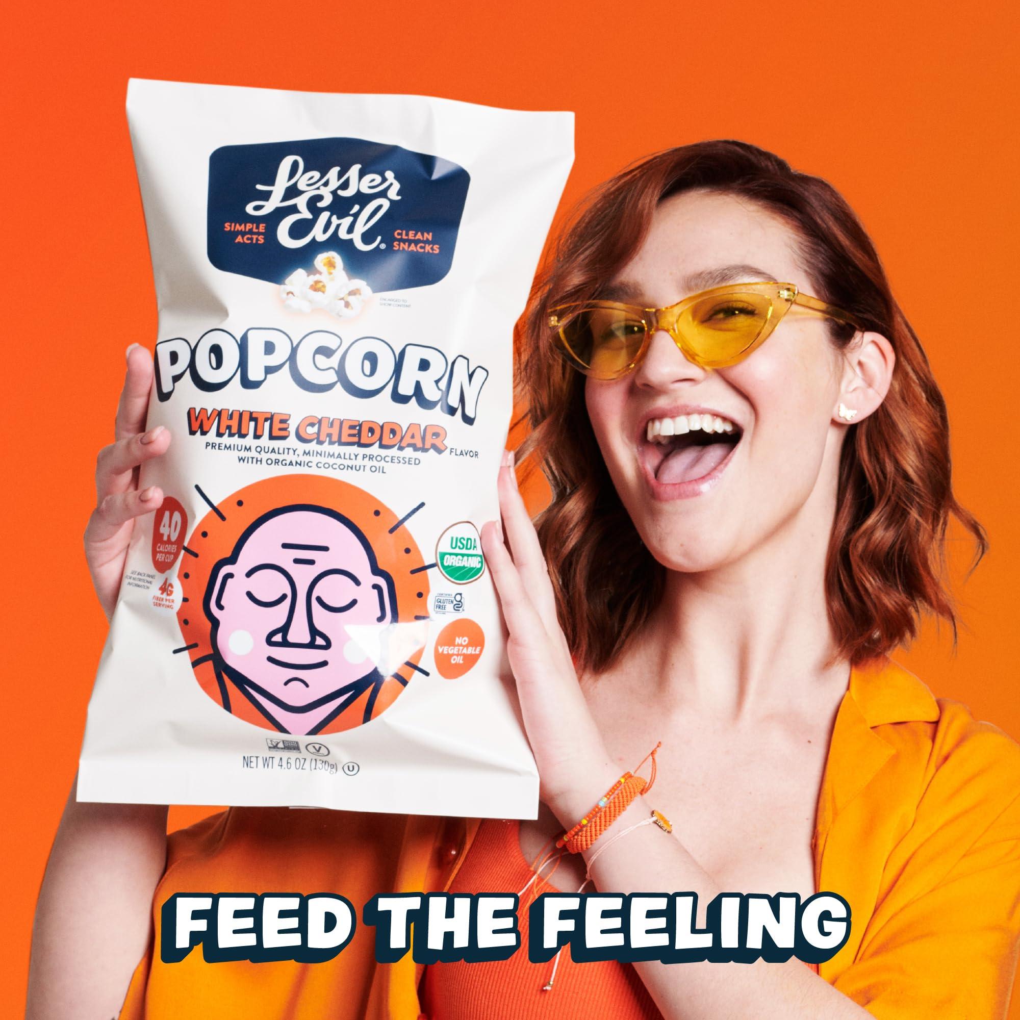 Lesserevil LesserEvil No Cheese Cheesiness Organic Popcorn, Premium Quality, Minimally Processed, No Vegetable Oil, 4.6 Oz, Pack of 3.