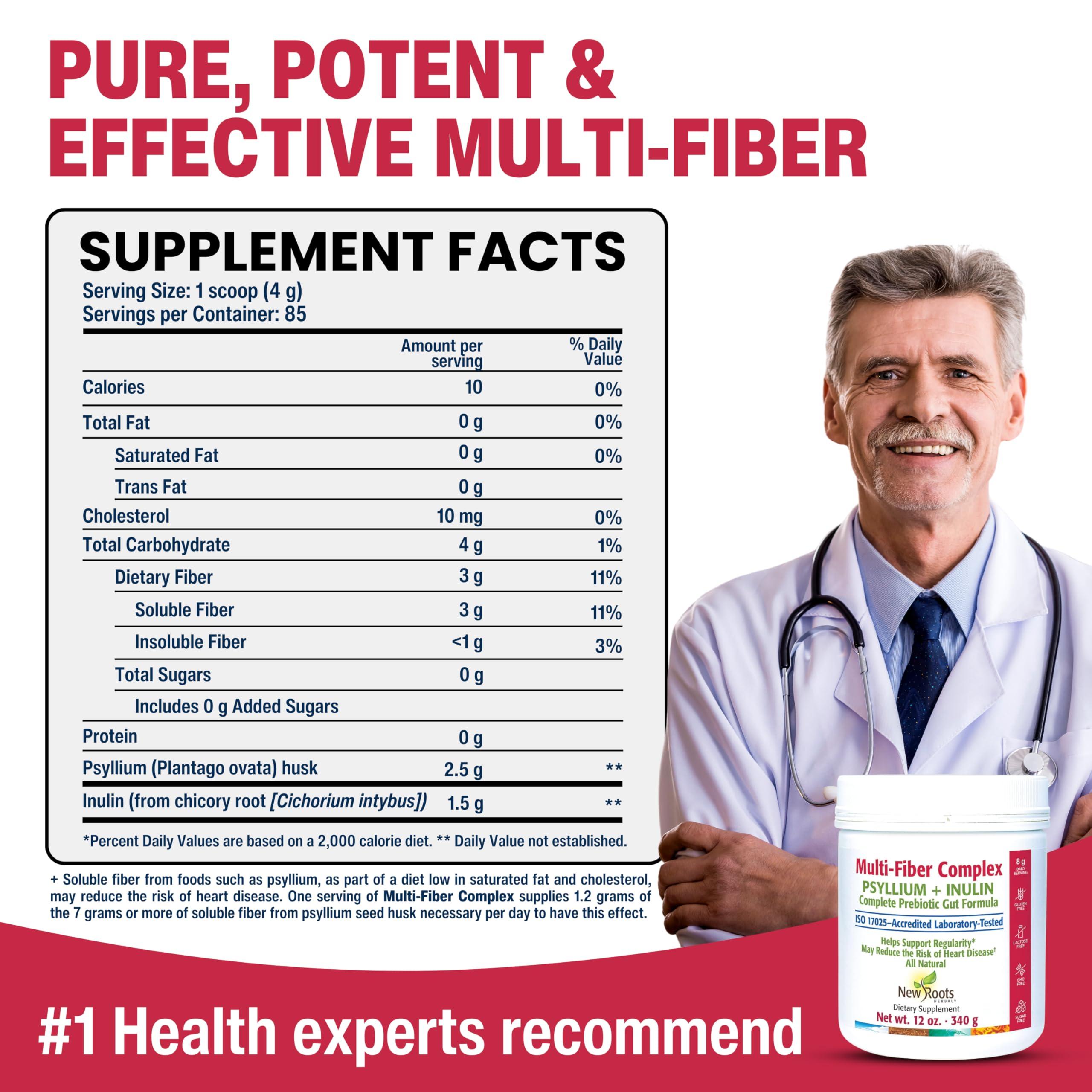 NEW ROOTS HERBAL New Roots | Prebiotic Fiber Powder with Psyllium Husk and Inulin (from Chicory Root)| Multi-Fiber Prebiotic Supplement Supports Gut and Digestive Health, Unflavored 12 oz (340 g)