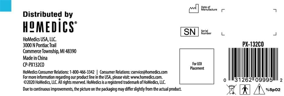 Homedics HoMedics Pulse Oximeter, Blood Oxygen Saturation Monitor with Easy One-Touch Operation, Fingertip Oximeter for Measuring Blood Oxygen and Pulse Rate