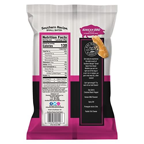 Southern Recipe Pork Rinds Variety Pack | Salt & Pepper, Korean BBQ, & Spicy Dill | Southern Recipe Small Batch Chicharrones | Keto Friendly & Low Carb | Snack Bag (18 Count)