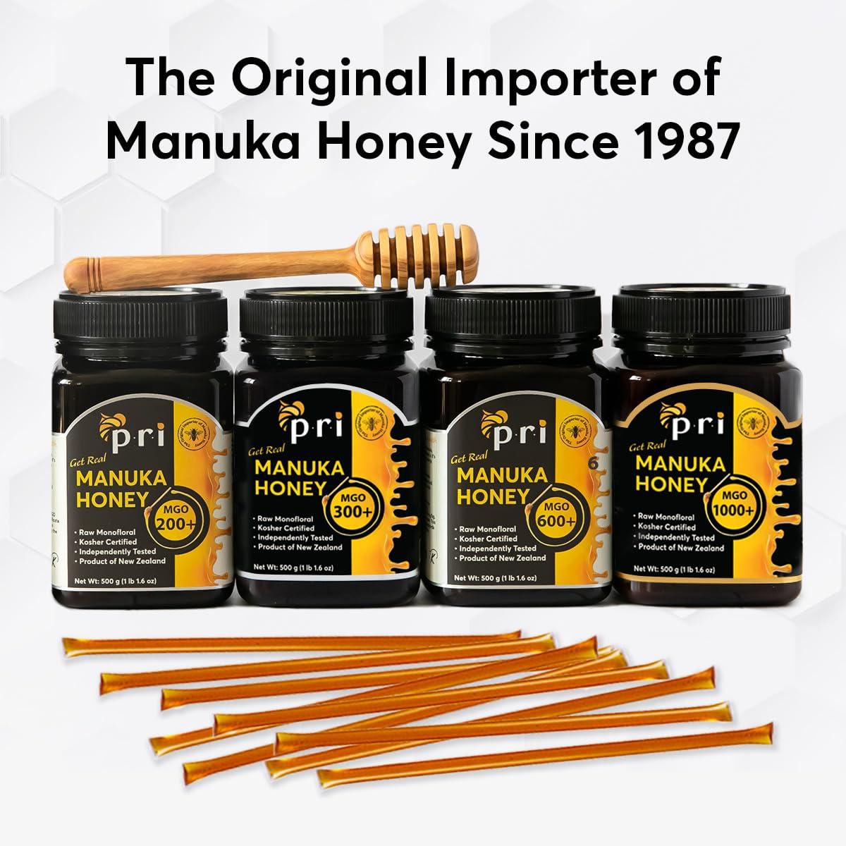PRI PACIFIC RESOURCES INTERNATIONAL THE ESSENCE OF PRI Manuka Honey Sticks, Certified MGO 60+, Raw New Zealand Manuka Honey, Perfect for On-the-Go, 50 count