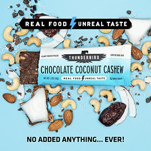 Thunderbird Energetica Thunderbird Bars Energy Snack, Gluten-Free with Protein, Healthy Real Food, Vegan Paleo Non-GMO, No Added Sugar, Chocolate Coconut Cashew Flavor (12 Count, 1.7 oz. Bars)