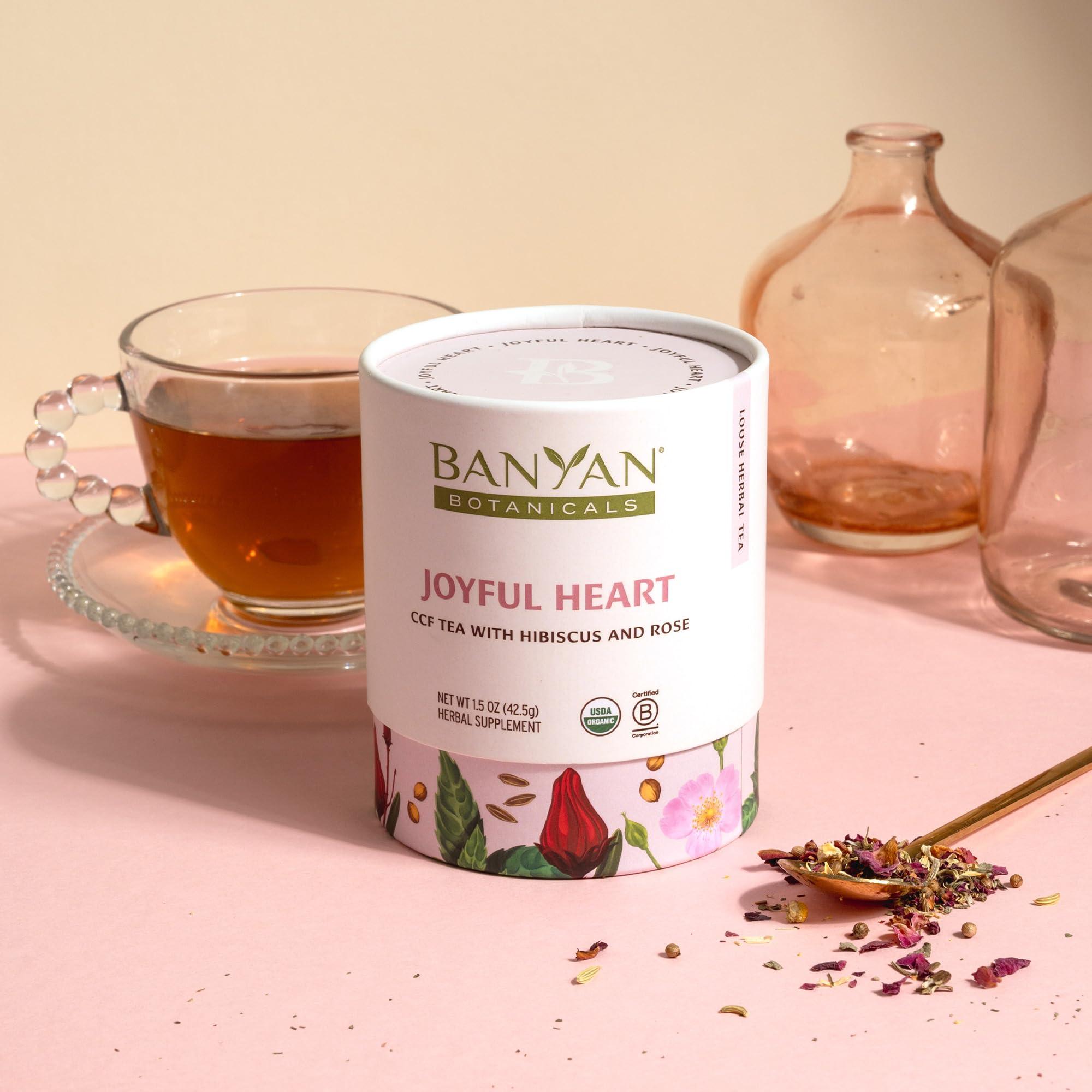 Banyan Botanicals Banyan Botanicals Joyful Heart CCF Tea Loose Leaf Organic Herbal Tea Uplifting and Aromatic CCF Tea with Hibiscus, Tulsi, and Rose 1.5 oz. Non-GMO Sustainably Sourced Herbal Loose Leaf Tea