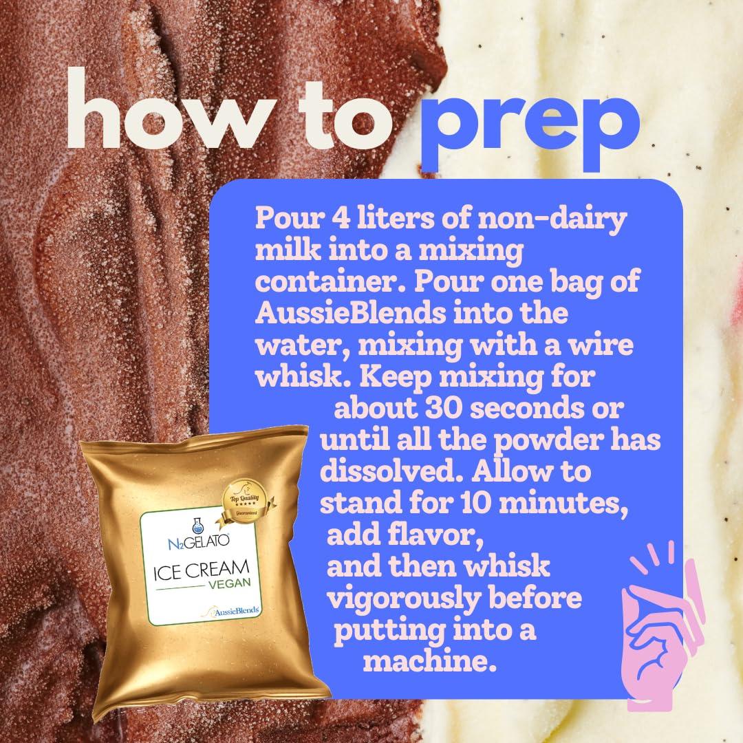 AussieBlends AussieBlends Vegan Ice Cream Mix for Soft Serve, Rolled Ice Cream, Gelato, Liquid Nitrogen Ice Cream, Hard Ice Cream, and Scooped Ice Cream, 1-Pack