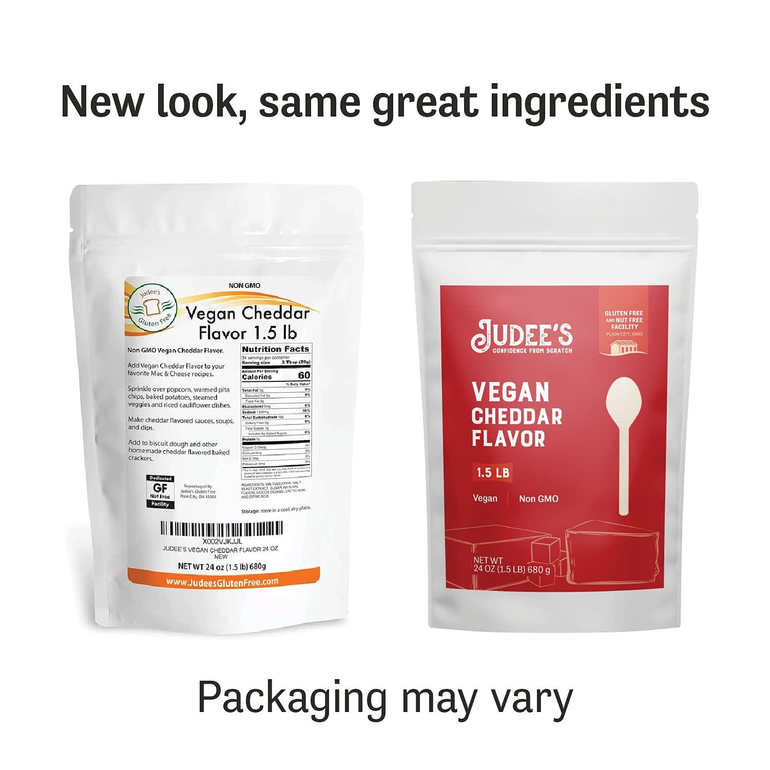 Judee's Gluten Free Judee’s Vegan Cheddar Flavor Powder 1.5lb (24oz) - 100% Non-GMO, Vegan, Gluten-Free & Nut-Free - Great Dairy Cheese Powder Alternative - Made in USA - Use in Sauces, Seasonings, and Soups