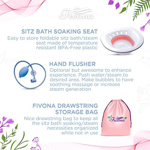 FIVONA Fivona Sitz Bath for Toilet Seat with Massage Hand Flusher; Postpartum Care and Hemorrhoid Treatment; BPA Free V-Steaming Kit; Perfect for Perineal Soak and Portable Bidet