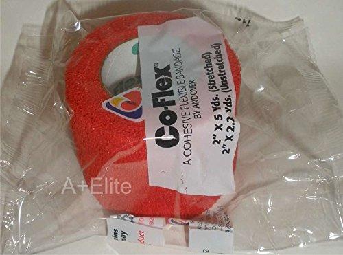 Coflex Andover CO-Flex 2"x5Yds Red 3-Pack Cohesive Flexible Elastic Latex Bandage Compression Self Adherent Wrap Kids Children Vet Animals Pets Cats Dogs Horses 3200RD