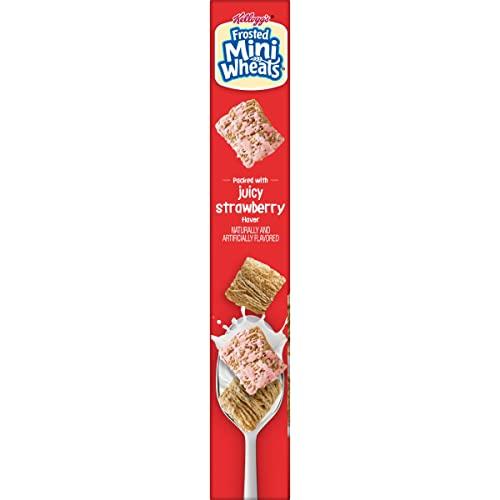 Frosted Mini-Wheats Kellogg's Frosted Mini Wheats Breakfast Cereal, Fiber Cereal, Kids Snacks, Strawberry, 14.3oz Box (1 Box)