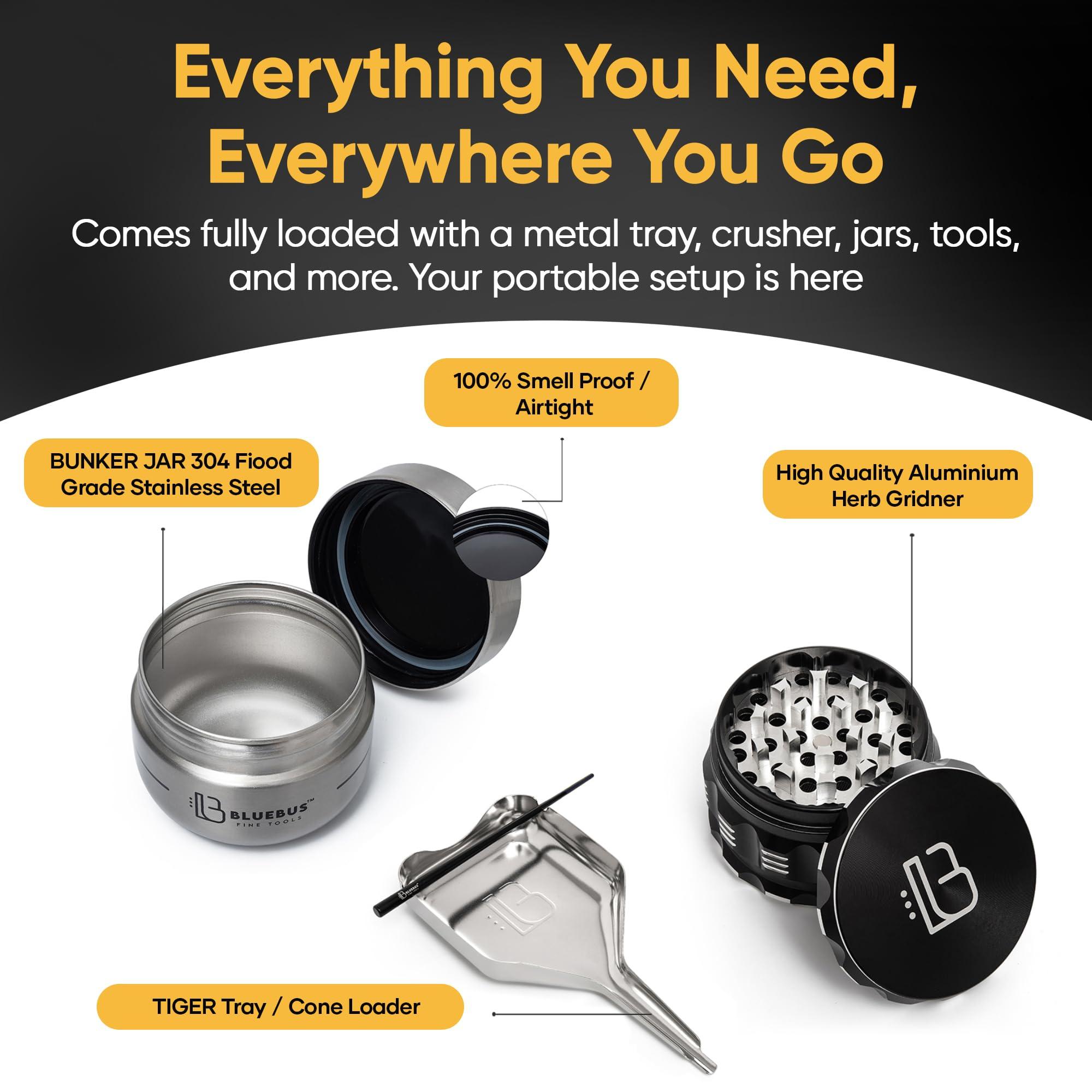 Blue Bus BlueBus Bulldog Large Smell Proof Bag with Lock - Smell Proof Stash Bag Carrying Case with Airtight Jars Smell Proof Case, Containers, Accessories - Waterproof, Bordeaux