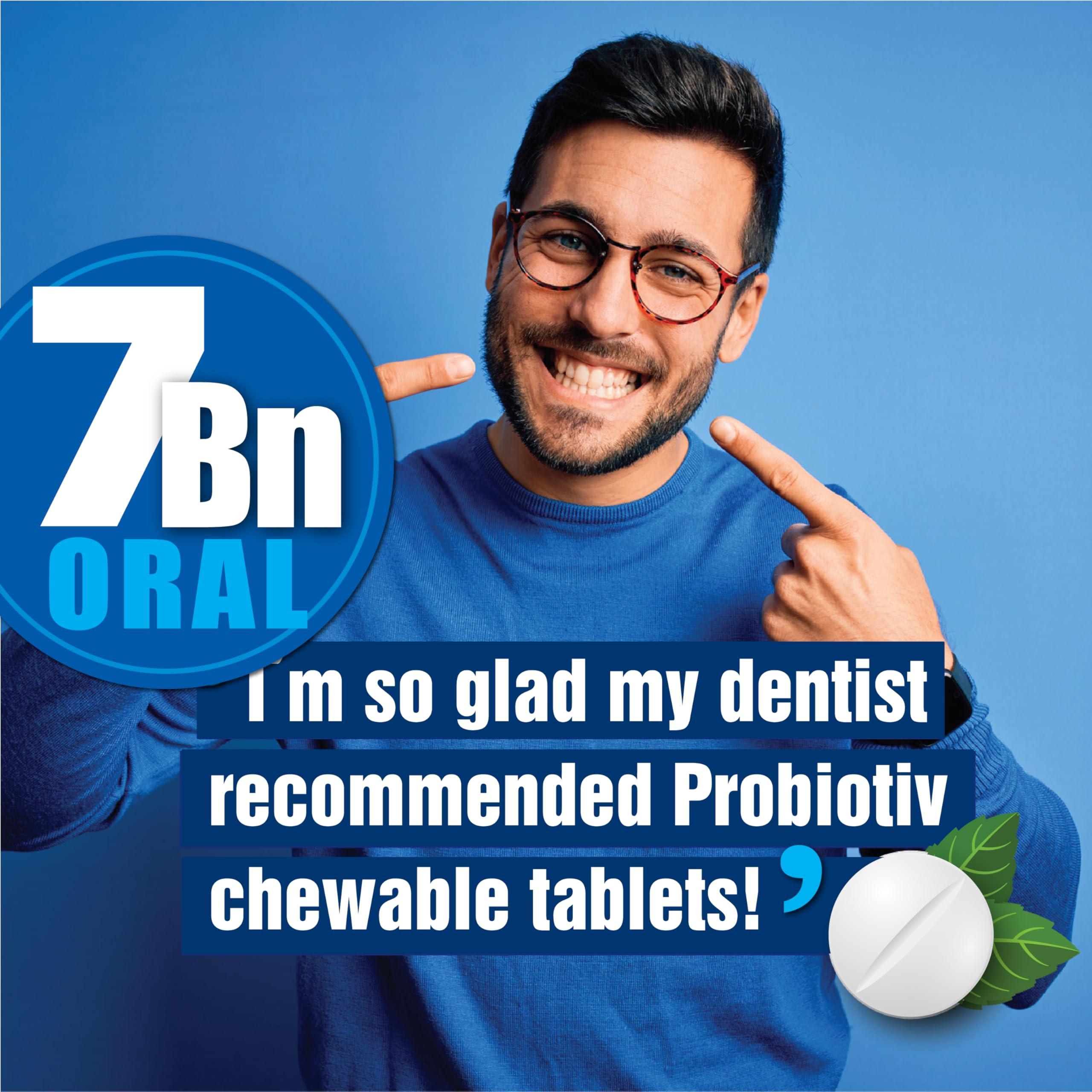 Probiotiv Probiotiv Oral Probiotics for Mouth Bad Breath 7 Billion CFU - Chewable Dental Probiotics for Teeth and Gums, Fresh Breath Freshener, Combats Dry Mouth, Halitosis, Tonsil Stone & Gingivitis Treatment