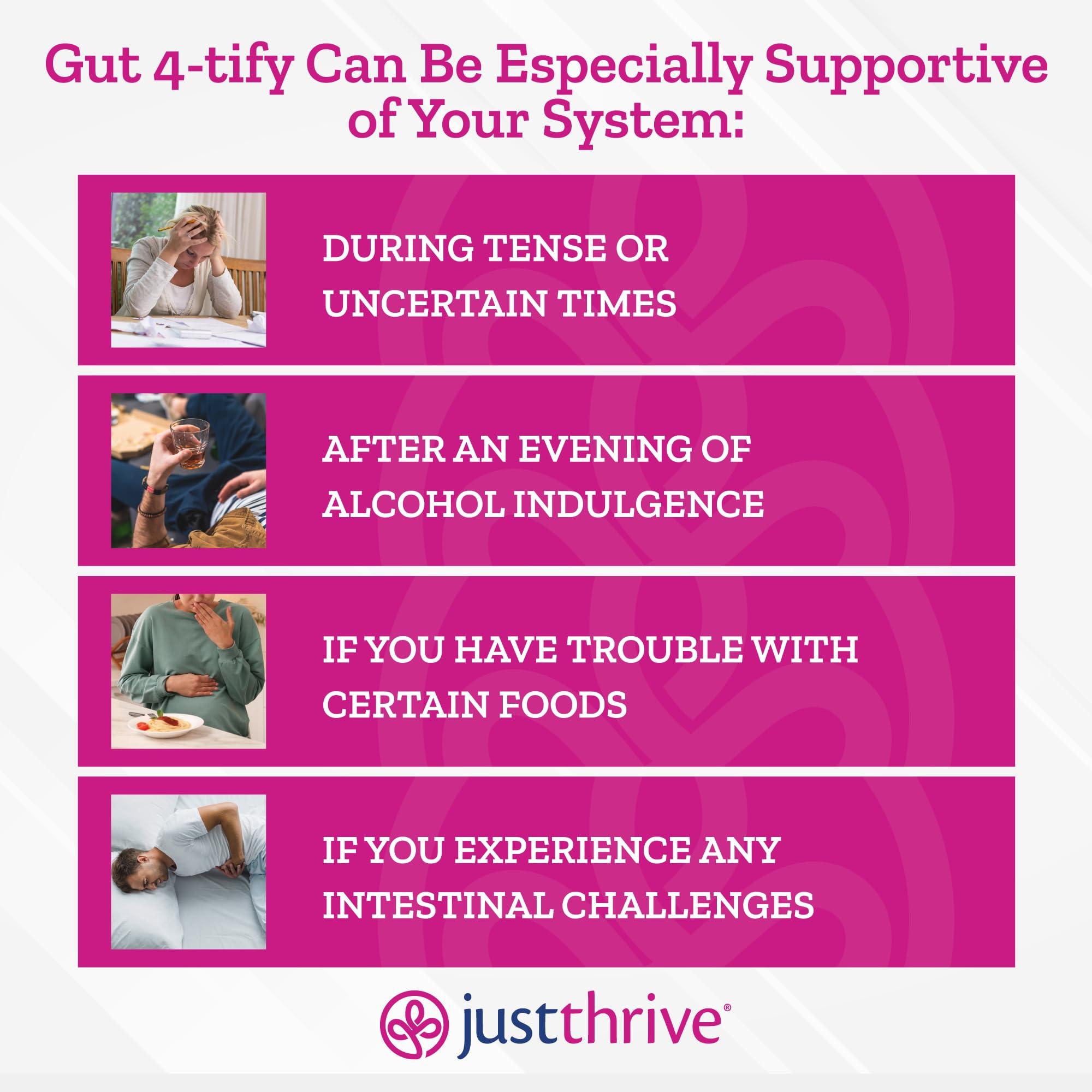 Just Thrive Just Thrive Gut 4-tify - Gut Health Supplements for Women and Men - Anti Bloat, 90 Vegetable Capsules