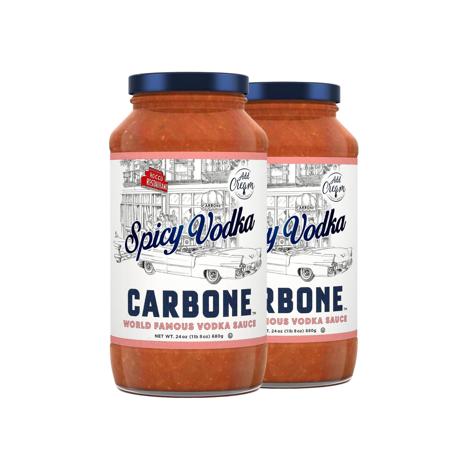 Carbone Carbone Spicy Vodka Pasta Sauce | World Famous Signature Recipe | Slow-Cooked with 100% Italian Tomatoes | Vegetarian, Gluten Free, Low Carb, Keto Pasta Sauce, 24 Fl Oz (Pack of 2)