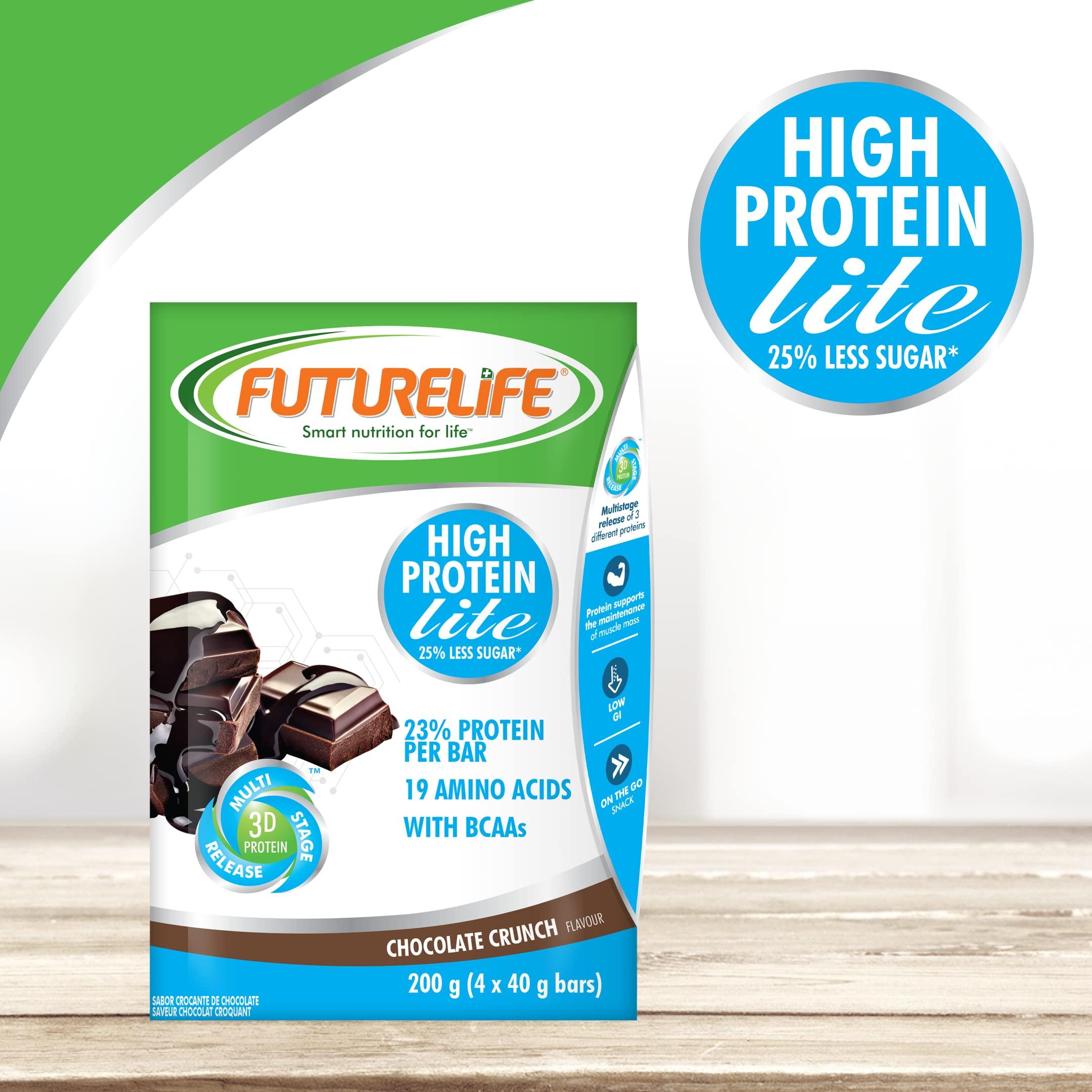 FUTURELIFE FUTURELIFE Smart Bars | High Protein & Lite Bar | 50g/1.76oz a Bar | 25% Protein Per Bar | 19 Amino Acids | Smart Release Of Protein | 12.5g Protein per a Bar | Low GI | (Lite - Chocolate, 4)