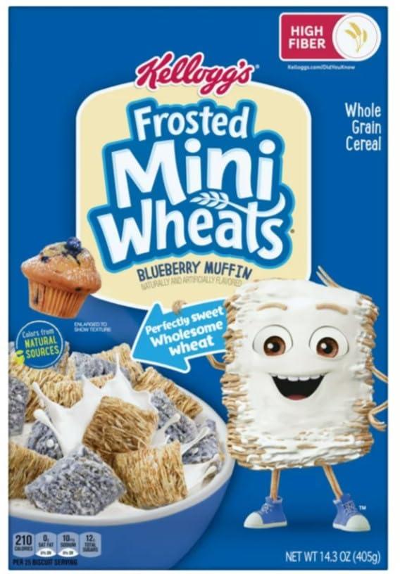 Generic Kelloggs Frosted Mini Wheats Cold Breakfast Cereal - Blueberry Muffin - 13.3 Oz - Pack of 2