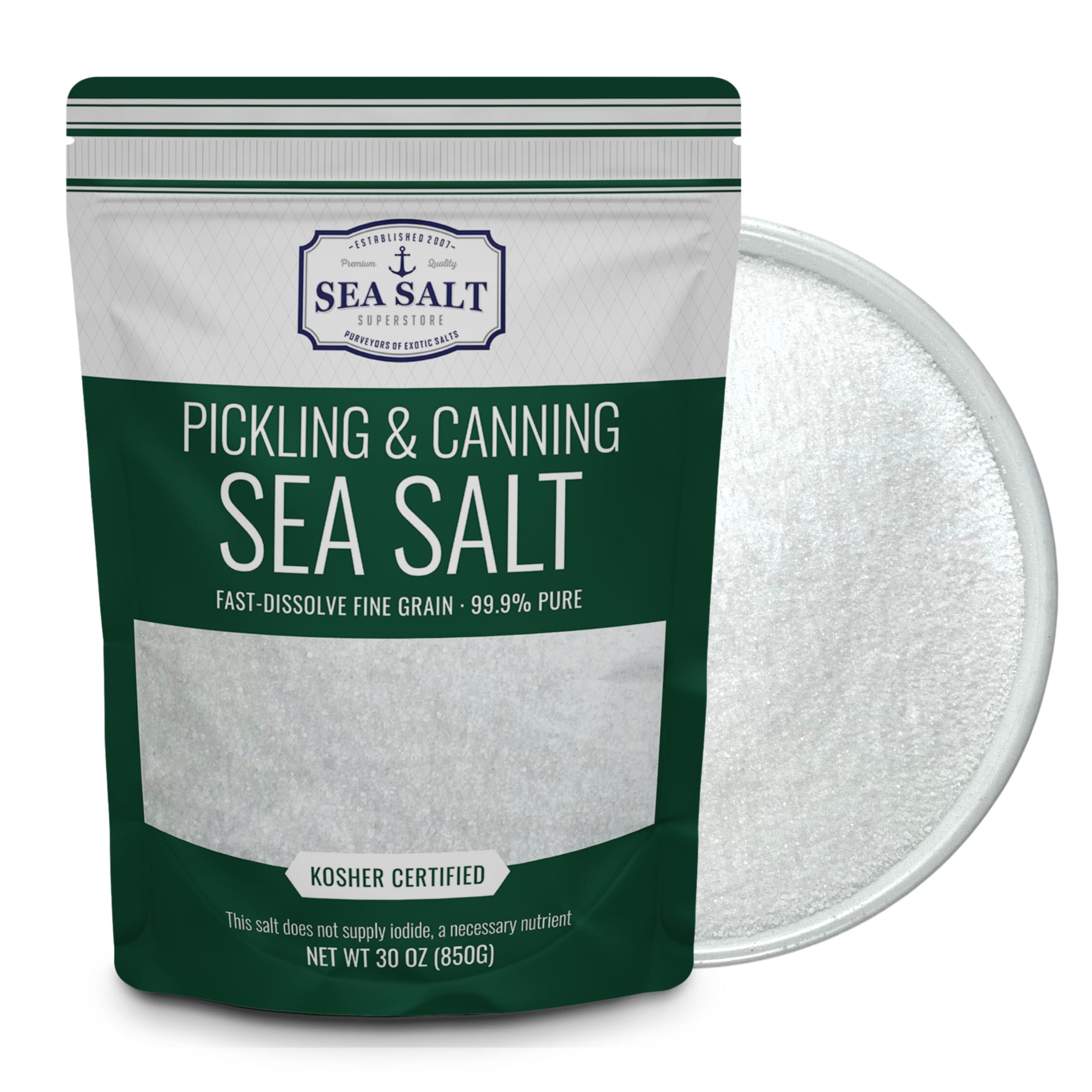 Sea Salt Superstore Pickling & Canning Salt, Pickling Salt & Curing Salt for Natural Preserving, Fine Sea Salt & Kosher Salt for Brining, Non-Iodized Salt, 30 oz Bag, Sea Salt Superstore