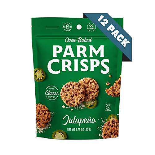 Parmcrisps ParmCrisps – Jalapeno Cheese Parm Crisps, Made Simply with 100% REAL Cheese | Healthy Keto Snacks, Low Carb, High Protein, Gluten Free, Oven Baked, Keto-Friendly | 1.75 Oz (Pack of 12)