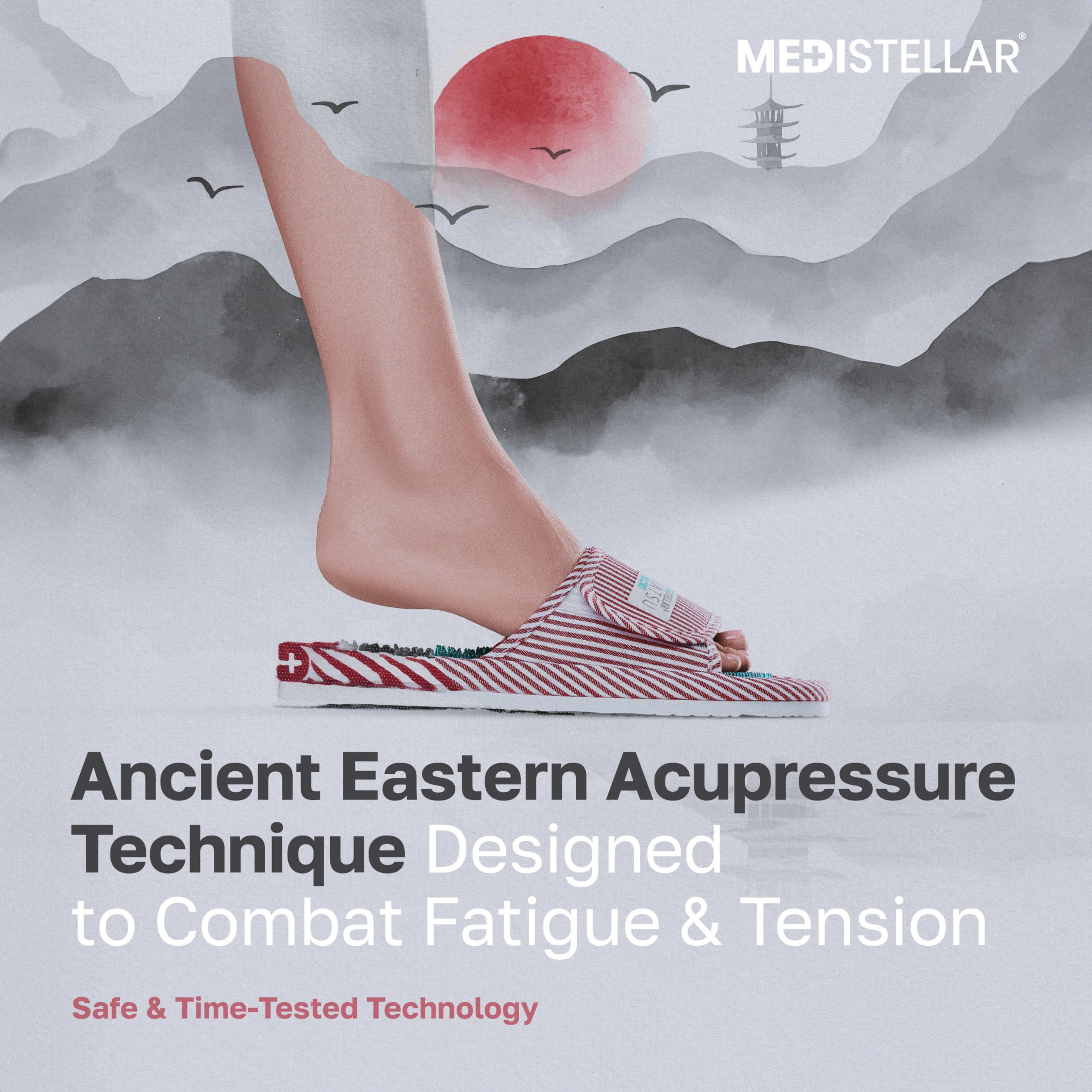 MEDISTELLAR Acupressure Massage Slippers for Plantar Fasciitis & Neuropathy Relief Reflexology Foot Massager Sandals, Ideal Gift for Men & Women, Stress & Tension Relief, Pain Management for Foot Health