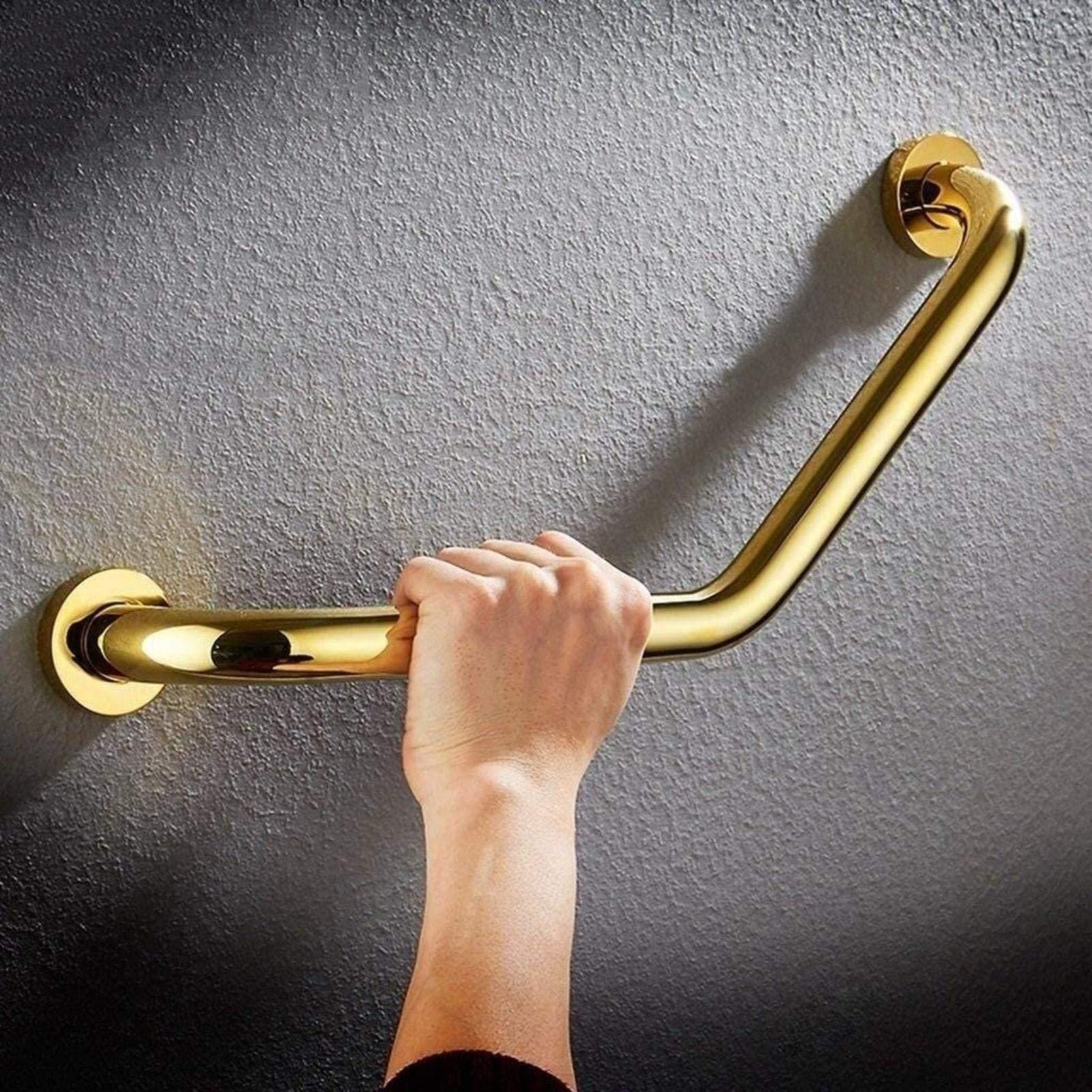 HongLianRiven Bath Handle Towel Rail Bath Grab Bar Wall Mount Handicap Safety Anti-Slip Bathroom Handrail Angled Shower Railing Armrest Bath Handle Elderly Disabled