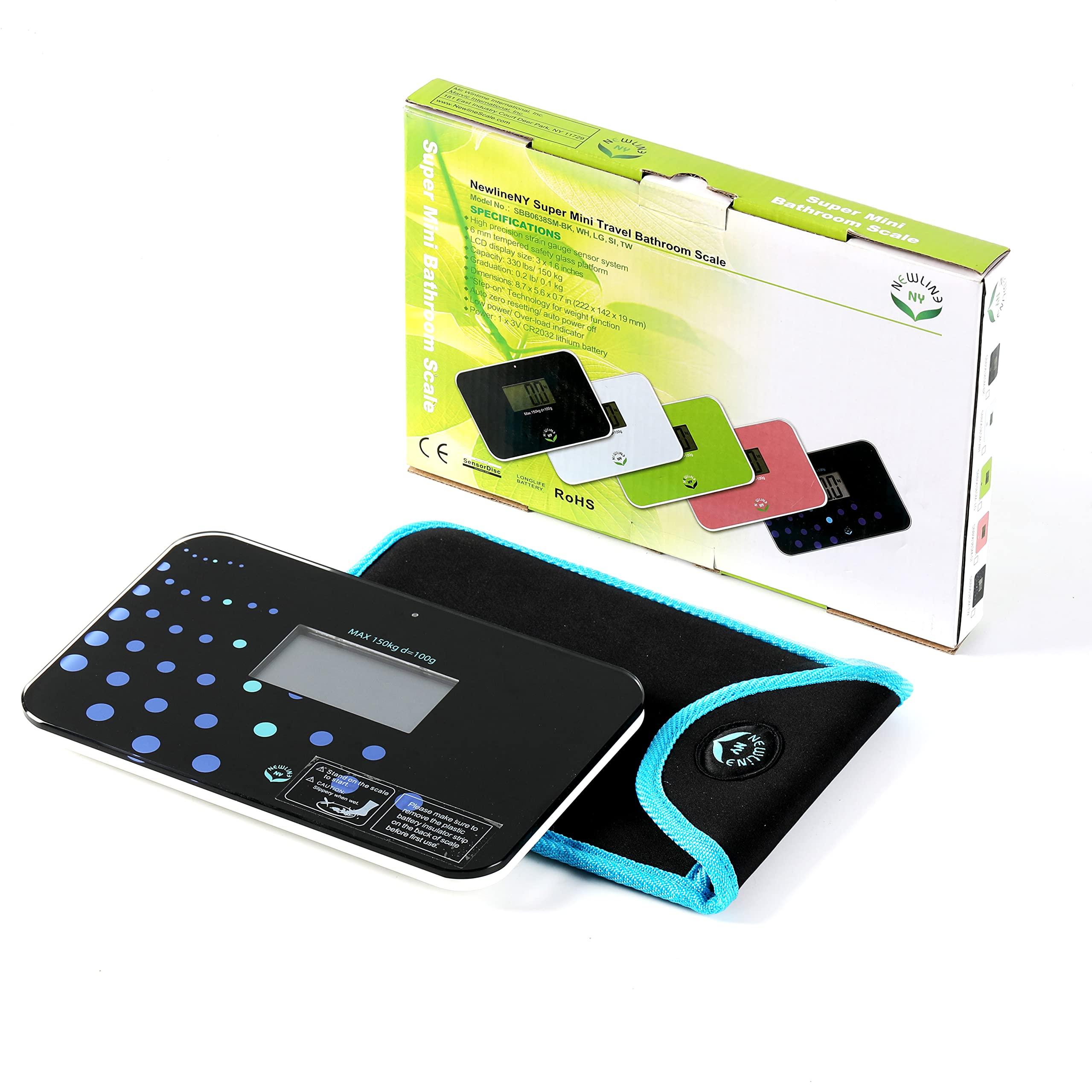 Newline NY NewlineNY Step-on Super Mini Smallest Travel Bathroom Scale with Protection Sleeve: SBB0638SM-TW(Trendy Wave)+S002BU