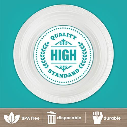 PLASTICPRO Plasticpro 9 inch Round Plastic Plates Microwaveable, Disposable, White, Dinnerware 400 Count