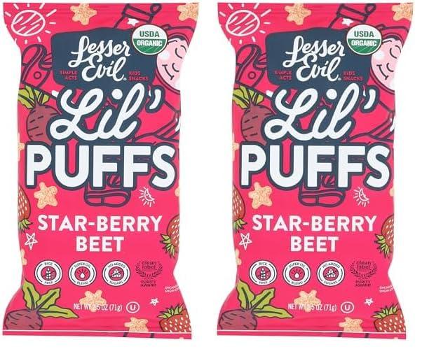 Lesserevil LesserEvil Organic Strawberry Beet Lil\' Puffs, 2.5 OZ (Pack of 2)