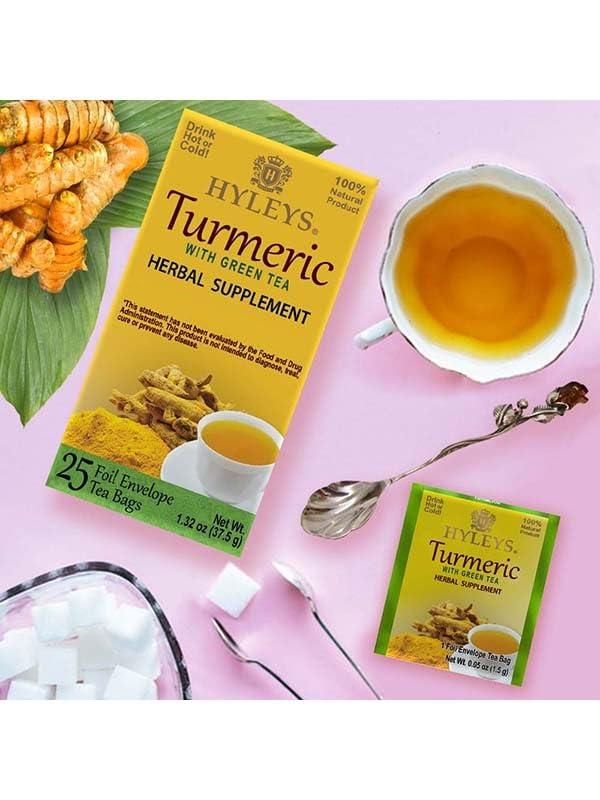 HYLEYS Tea Hyleys Turmeric & Green Tea - Natural Antioxidant Herbal Tea - 25 Tea Bags