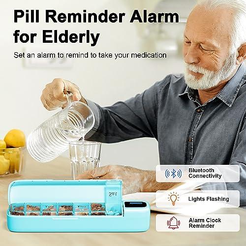 Odaro Odaro Electronic Pill Dispenser Medication Alarm - Weekly Travel Pill Case, 7 Day Pill Holder with APP, Once a Day Portable Pill Box Reminder for Elderly(Green)