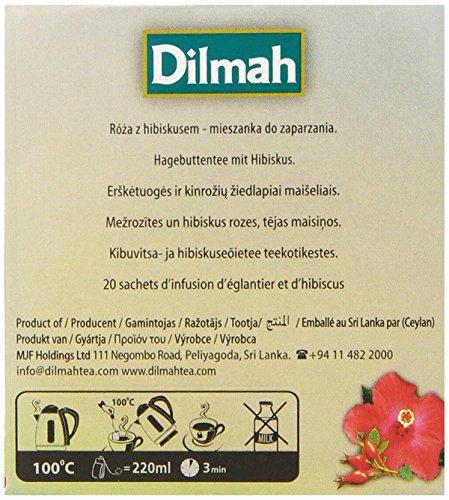 Dilmah Dilmah Herbal Rosehip and Hibiscus, 20 Teabags, 1.06-Ounce Boxes, (Pack of 6)