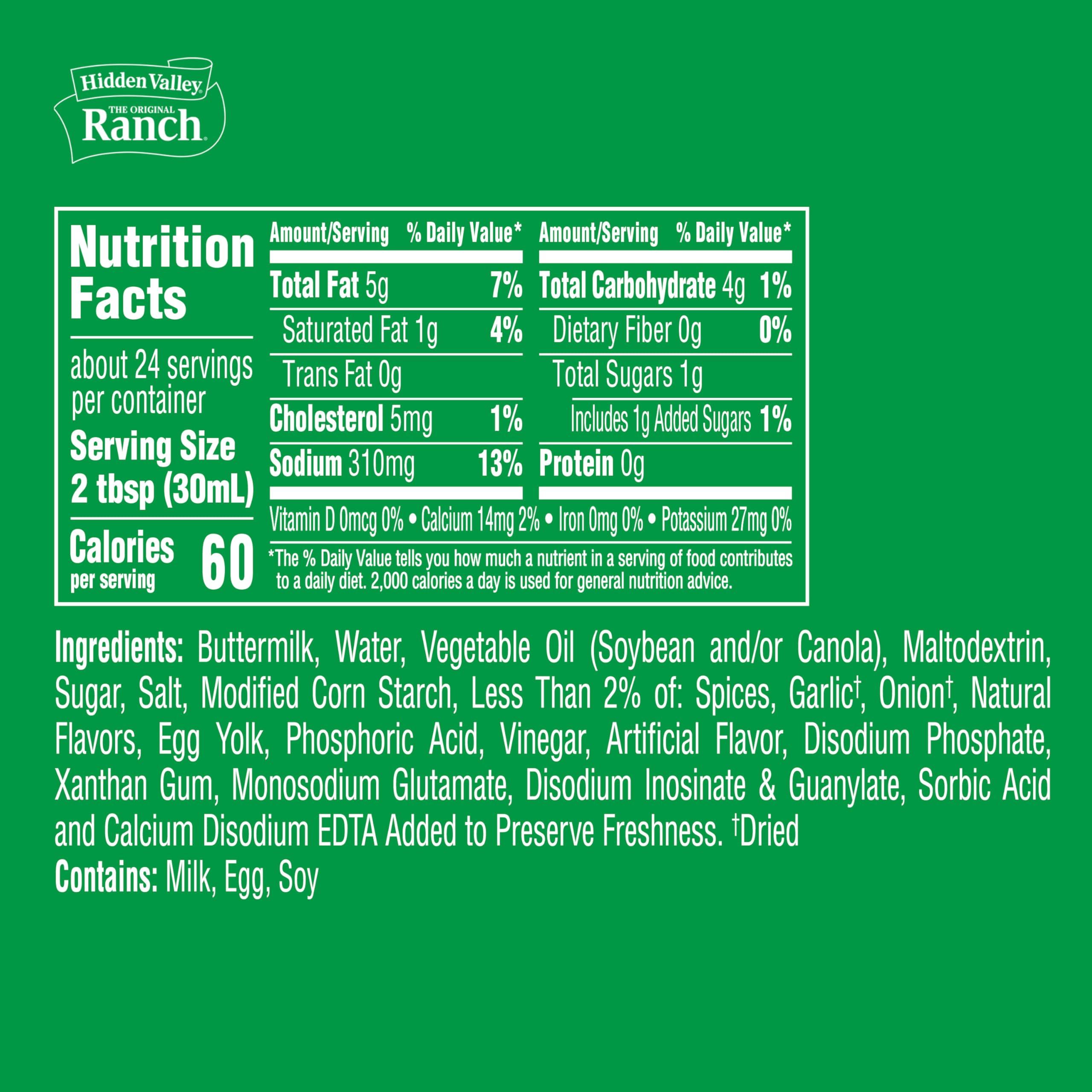 Hidden Valley Hidden Valley Ranch Dressing & Dipping Sauce, Light Ranch Dressing, Gluten Free Salad Dressing, 24 Ounces