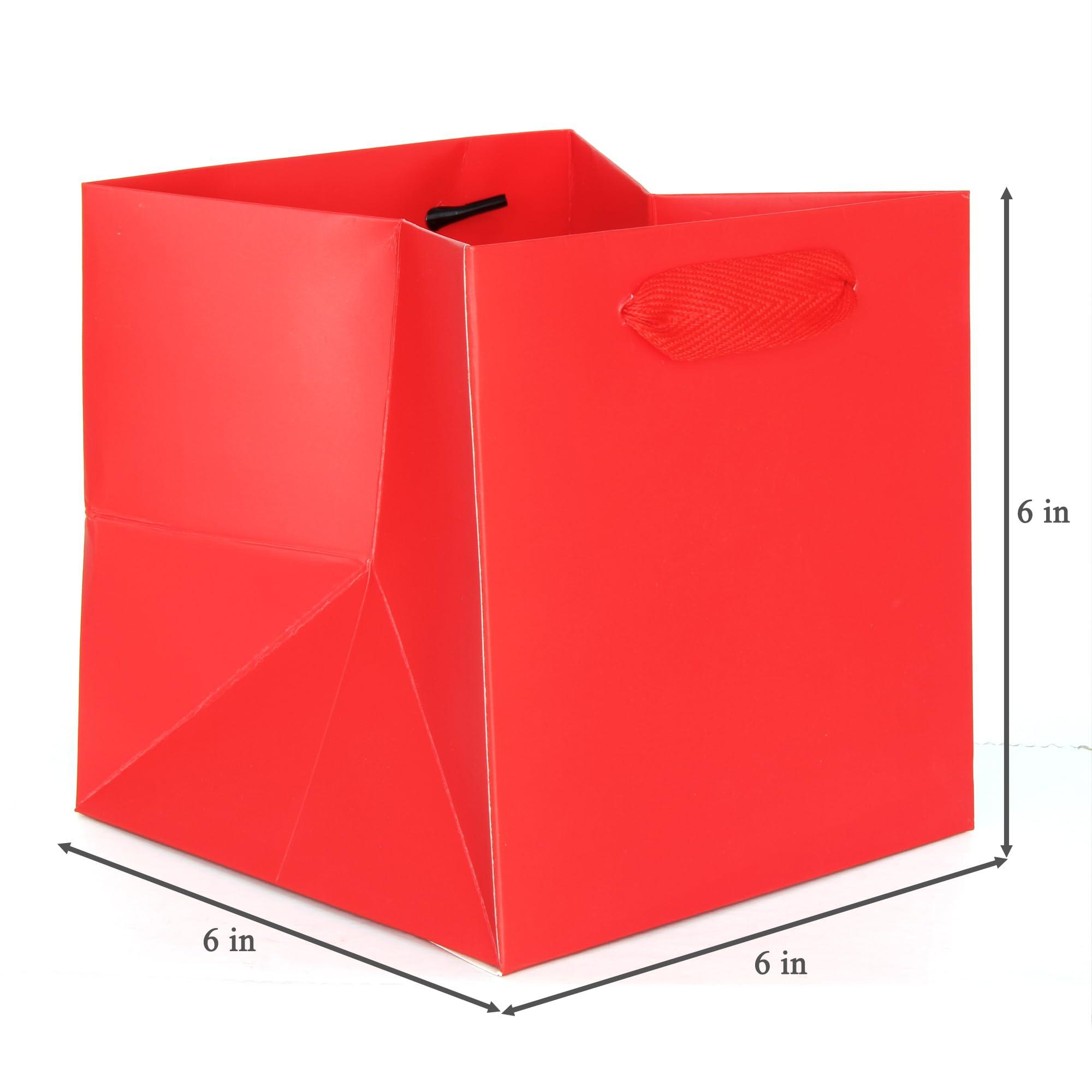 IN-JOOYAA IN-JOOYAA Red Square Gift Bags Small Paper Bags Party Favor Bags with Rope Handle 10 Pcs(6 x 6 x 6 in, Red)