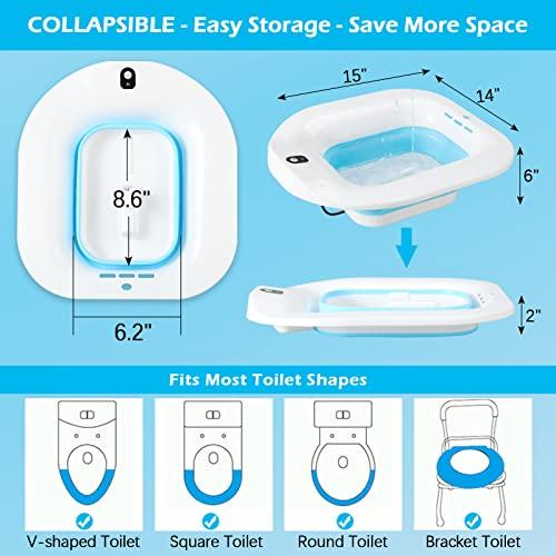 YYYSITZ YYYSITZ Sitz Bath, Electric Sitz Bath for Hemorrhoids, Sitz Bath for Toilet Seat, Postpartum Care Basin, Sitz Baths Salts Bowl for Women Men, Sits Bath Soak Pan, Hip Bath Tub, Collapsible, Blue