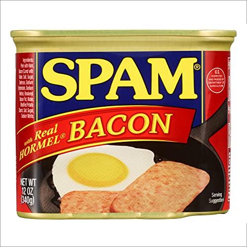 SPAM SPAM with Real HORMEL Bacon, 7 g protein, 12 oz (Pack of 12)