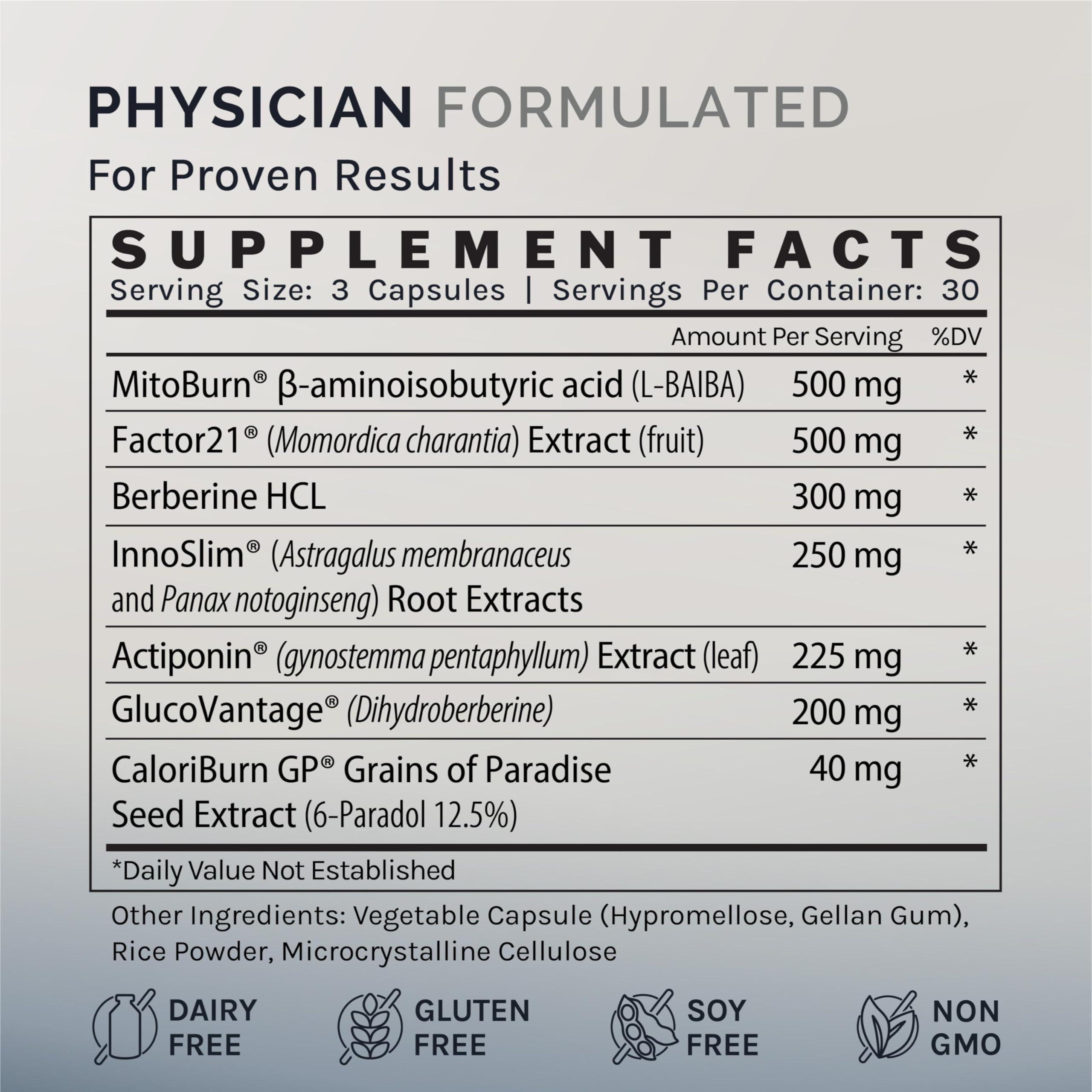 InfiniWell InfiniWell Control - Metabolic Optimization - Berberine Supplement with MitoBurn, Bitter Melon - 90 Capsules (1 Month Supply)