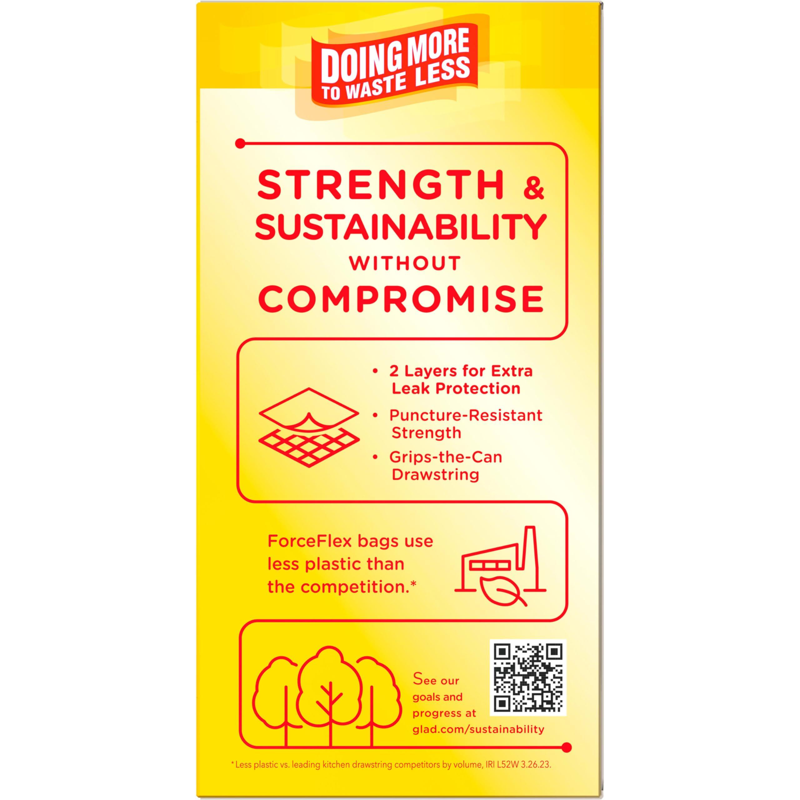 Glad Glad ForceFlex Tall Kitchen Drawstring Trash Bags, 13 Gal, Pine-Sol, 40 Ct (Package May Vary)