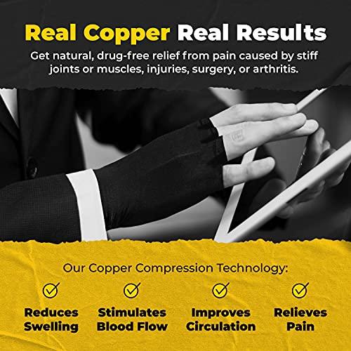 CopperJoint CopperJoint Fingerless Compression Gloves – Copper Infused Designed to Support your hands - Rapid Recovery and Pain Relief, All Lifestyles - Pair (Medium)