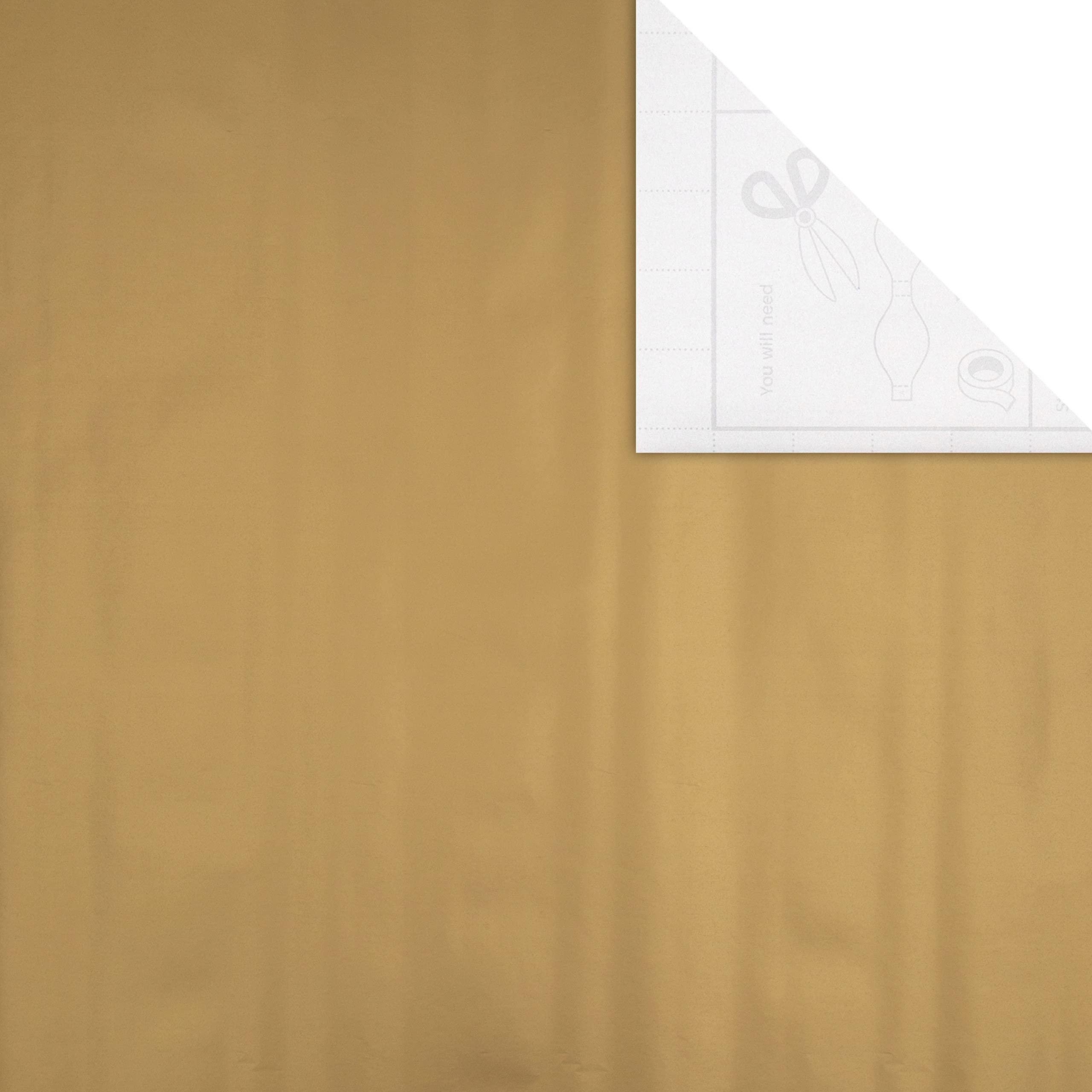 Hallmark Hallmark Gold Christmas Wrapping Paper and Gift Tag Bundle - 3 Rolls of Paper in 3 Designs With 2 Packs of 10 Plain Gold Gift Tags