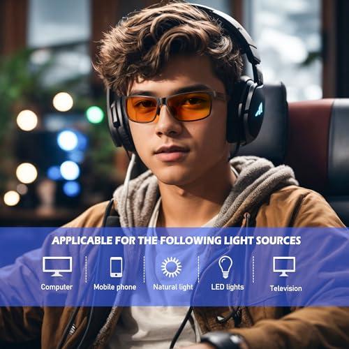 ANYLUV ANYLUV Gaming Glasses for Men Anti Blue Light Computer Glasses Rectangle Al-Mg Metal UV400 Mens Blue Light Filter Eyeglasses