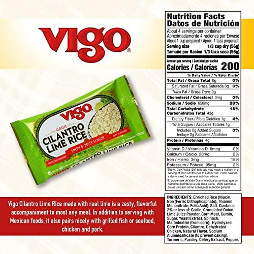 Vigo Vigo Authentic Cilantro Lime Rice, Fresh & Zesty Low Fat, 8oz (Cilantro Lime, 8 Ounce (Pack of 12))