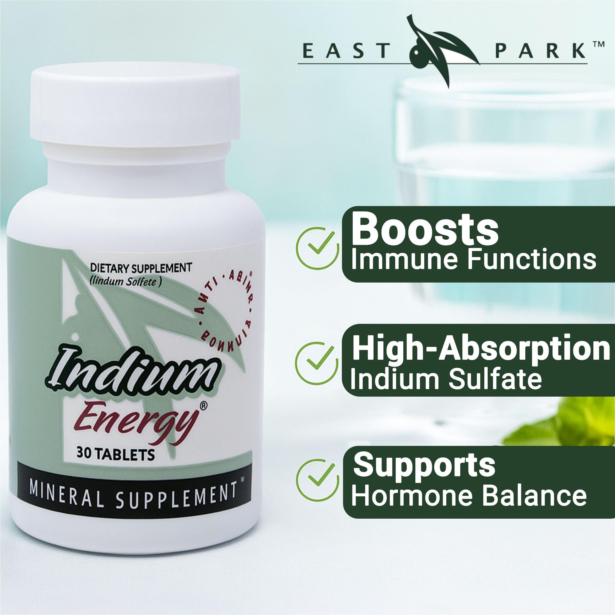 EAST PARK East Park Research - Indium Energy - All Natural Indium Powerful Anti-Aging Support - Helps Increase Energy and Supports Mental Clarity, Sleep, Joints and Overall Sense of Well-Being - 30 Capsules