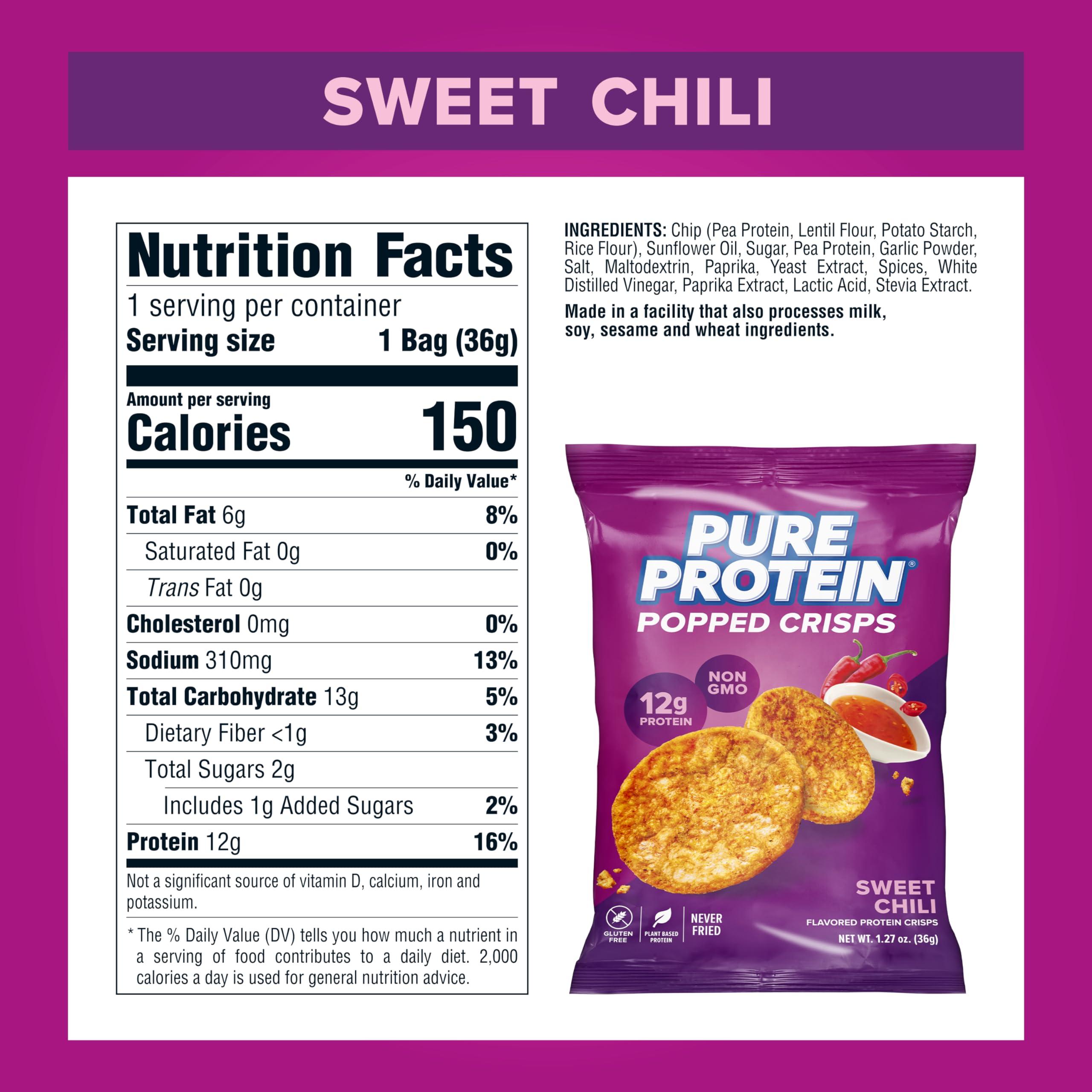 Pure Protein Pure Protein Popped Crisps, Sweet Chili, High Protein Snack, 12G Protein, 1.27oz., 12 Count