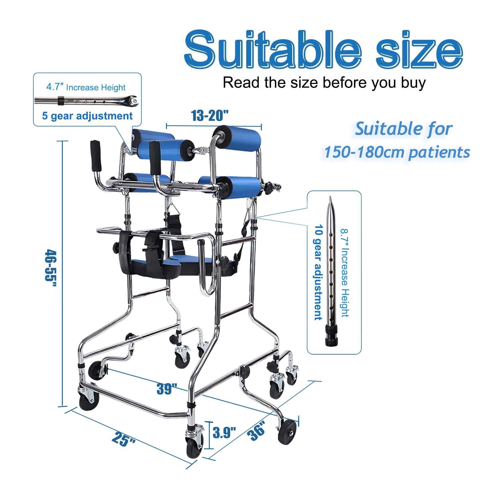 GHOSOONE Adult Walker for Seniors Hemiplegia Rehabilitation Standing Frame,Standing Walker,Anti Recline, Lower Limb Training,Adjustable Height,Walker Aid for The Disabled,Suitable for People of 58-71in