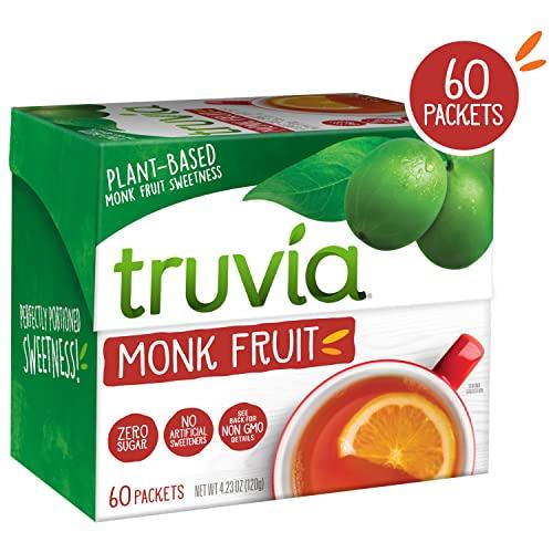 Truvia Truvia Calorie-Free Sweetener from the Monk Fruit Packets, 60 Count Monkfruit Box (Pack of 1)