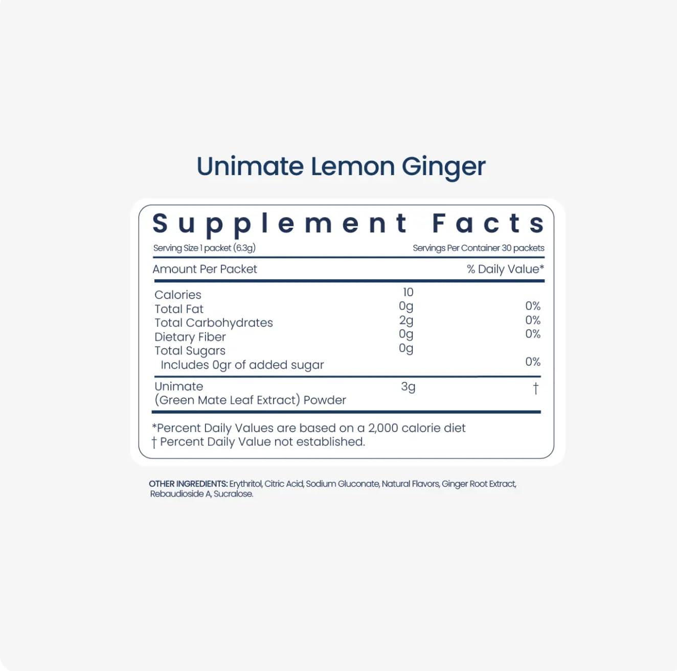 Unicity UNICITY UNIMATE LEMON GINGER STICK PACKS - Great Tasting - Ultra Concentrated Yerba Mate Drink Mix (30 Packets). Dietary Supplement. Healthy Alternative to Coffee and Energy Drinks (30-Day Supply)