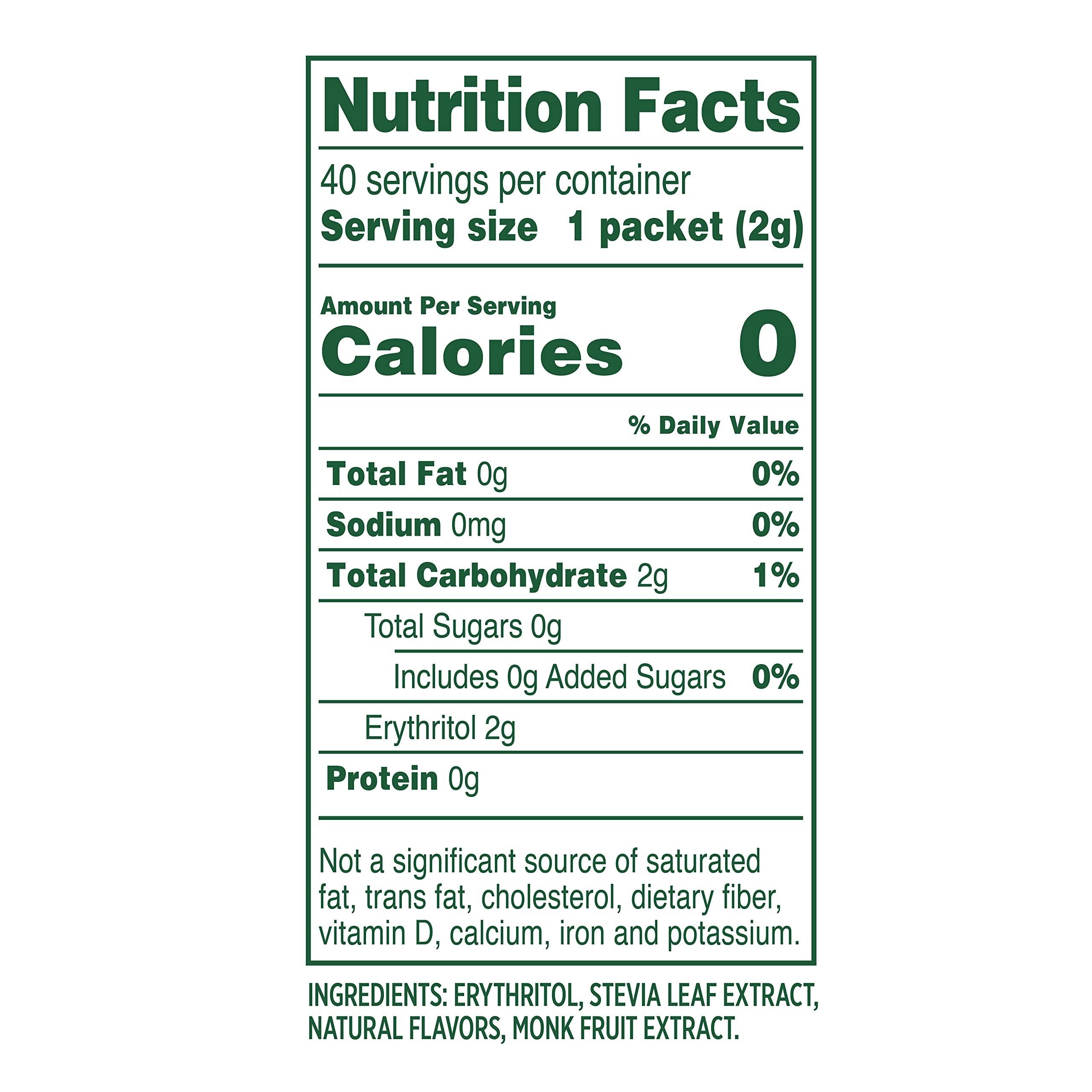 Whole Earth Sweetener Co. Whole Earth Sweetener Co. NATURE SWEET Stevia & Monk Fruit Sweetener, Erythritol Sweetener, Stevia Packets, Sugar Substitute, Natural Sweetener, 40-Count