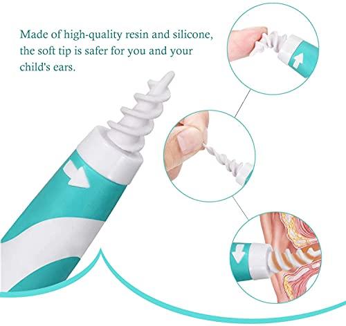 N+A Q-Grip Ear Wax Remover, Upgraded Spiral Swab Q-Grip Ear Wax Remover Kit Ear Cleaner Ear Wax Removal Tool with 16 Replacement Heads, Suitable for Adults and Children (Green)