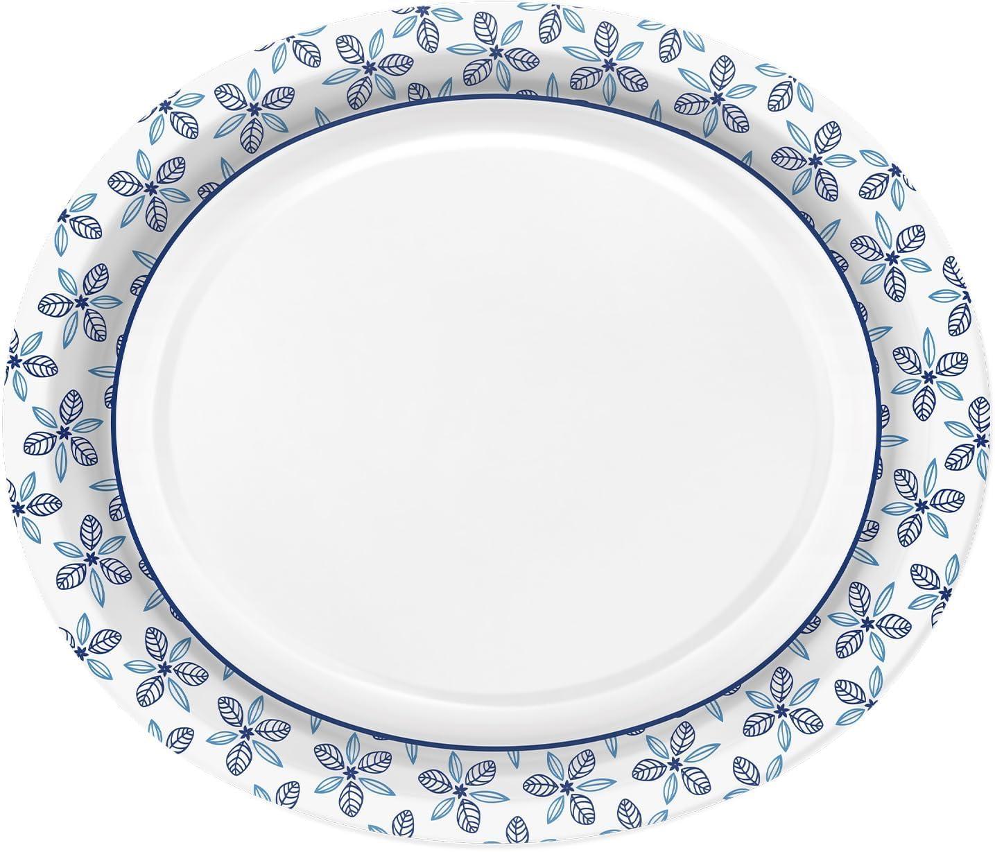 VEIZEDD VEIZEDD 50 Pcs Oval Paper Plates 12 x 10 in Large Disposable Dinner Platters Heavy Duty for Holidays,BBQs,Birthdays Party,Celebration