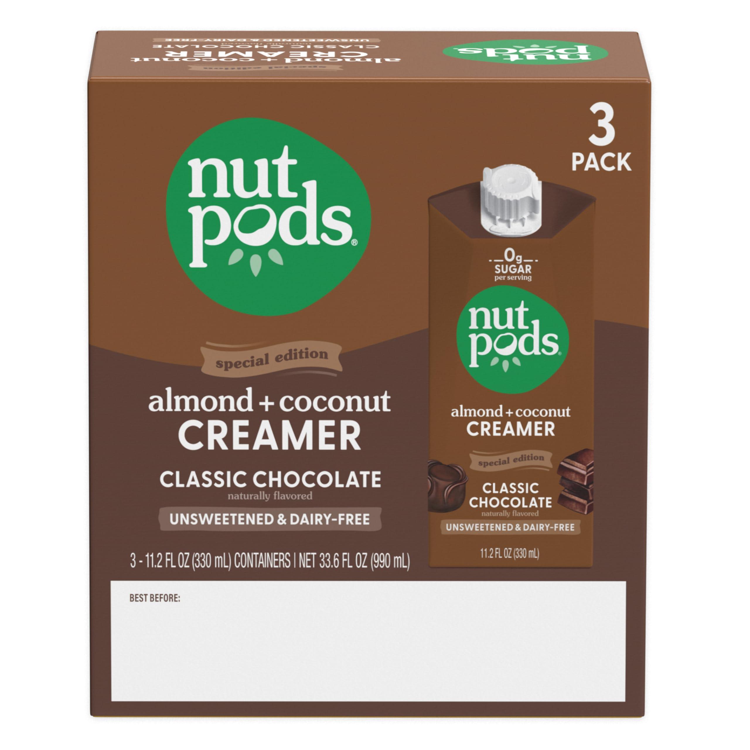nutpods nutpods Classic Chocolate Unsweetened Dairy-Free Creamer, Made from Almonds and Coconuts, Whole30, Keto, Gluten Free, Non-GMO, Vegan, Kosher (3-Pack)